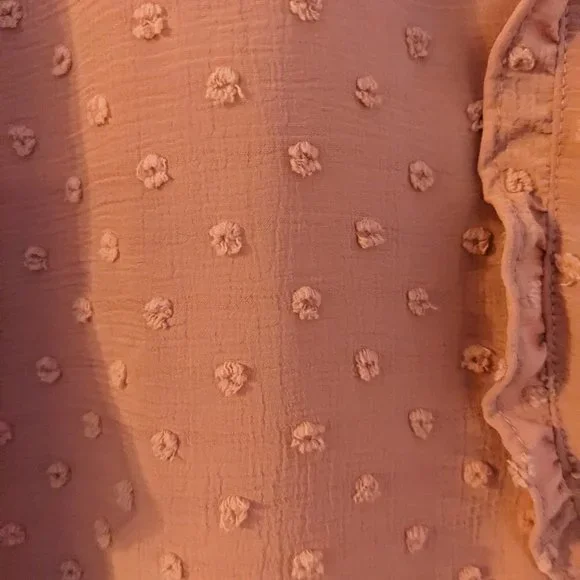 NWT Gibsonlook Short Sleeve Swiss Dot Full Placket Blouse, Mauve, Large - Picture 4 of 12